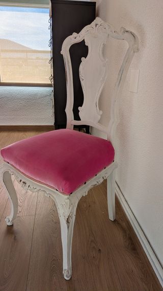 2 Sillas Estilo Luis XV Tapizado Rosa