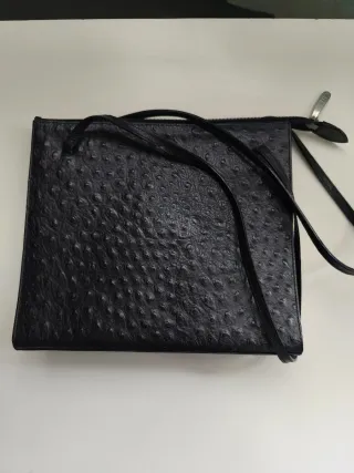 Bolso Negro Piel Ostrich