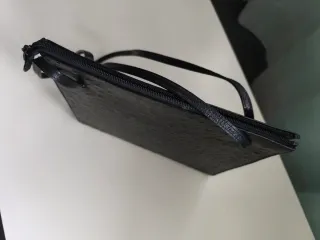 Bolso Negro Piel Ostrich