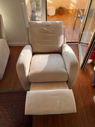 Sillón reclinable Natuzzi blanco roto