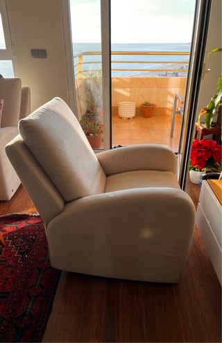 Sillón reclinable Natuzzi blanco roto