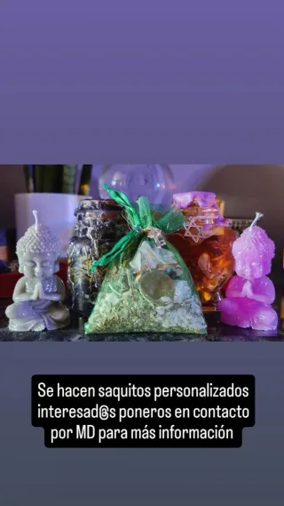 Velas y saquitos personalizados
