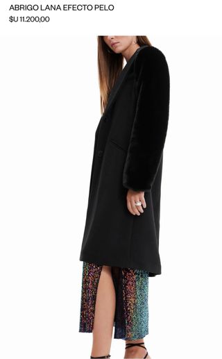 Abrigo lana efecto pelo