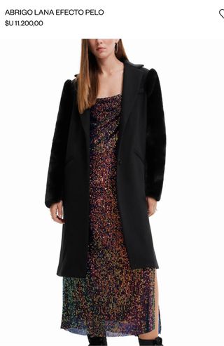 Abrigo lana efecto pelo