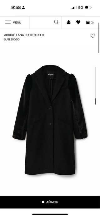 Abrigo lana efecto pelo