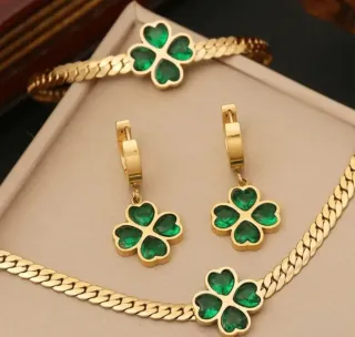 Conjunto Joyas Acero Inoxidable Trébol