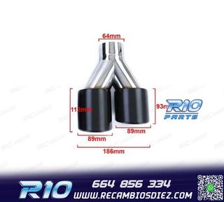 COLAS ESCAPE SALIDA DOBLE UNIVERSAL 2x 89MM ACERO INOX NEGRO