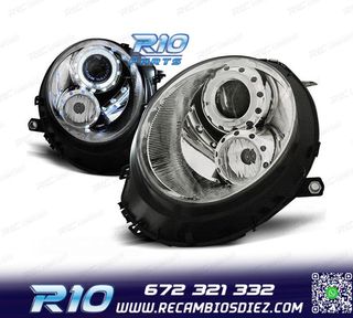 FAROS PARA MINI COOPER R56 R57 06-14 OJOS ANGEL FONDO CROMO