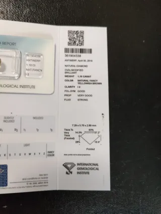 Diamante Natural 1.10 ct Amarillo IGI