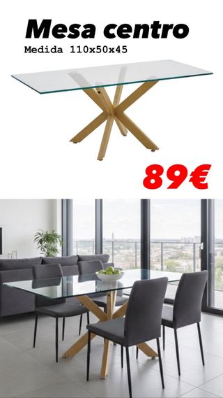 Mesa Comedor Cristal y Madera