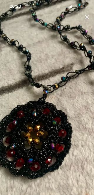 Collana handmade pezzo unico nero oro