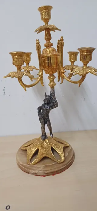 Reloj Bronce Candelabro Cuerda