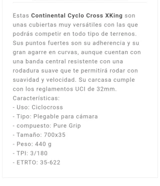 Continental Cyclo X King Neumáticos Gravel