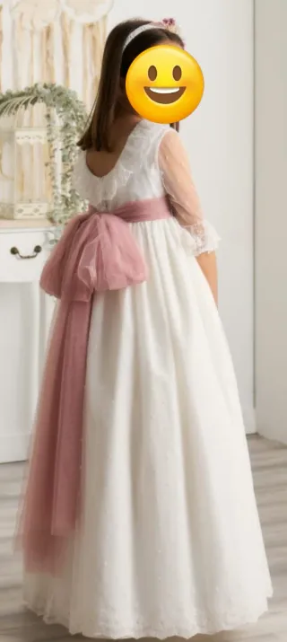 Vestido de comunión actual talla8 con tocado