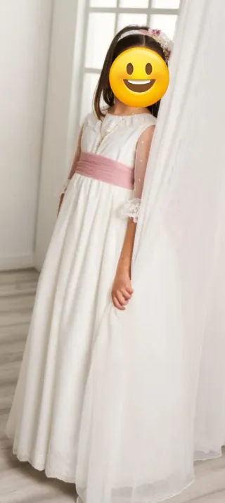 Vestido de comunión actual talla8 con tocado