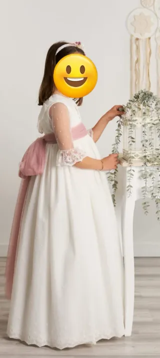 Vestido de comunión actual talla8 con tocado