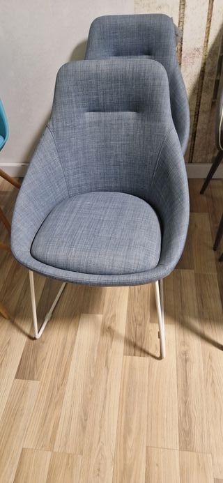 Silla azul gris tela metal