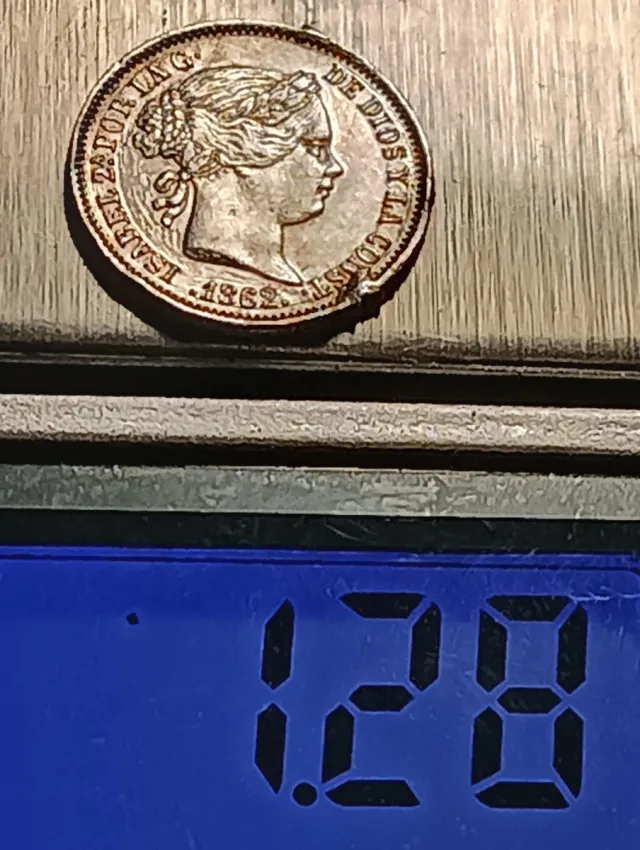 Moneda 1 Real 1862 Plata Isabel II