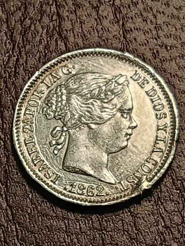 Moneda 1 Real 1862 Plata Isabel II