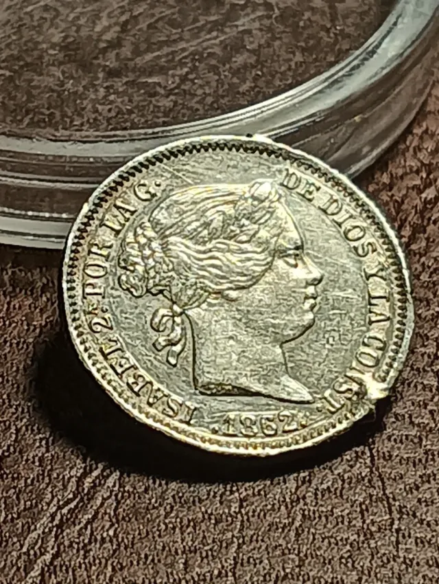 Moneda 1 Real 1862 Plata Isabel II