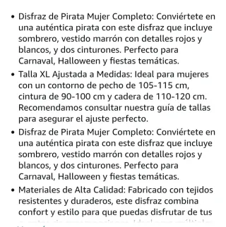 Disfraz Pirata Corsario Atosa XXL