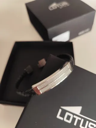 Pulsera Lotus Hombre Piel y Acero