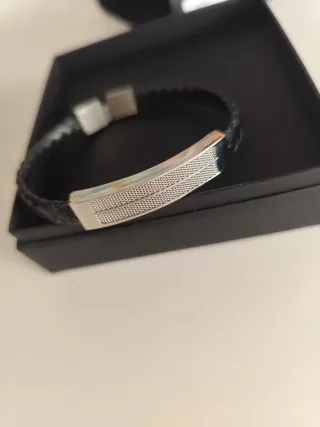 Pulsera Lotus Hombre Piel y Acero