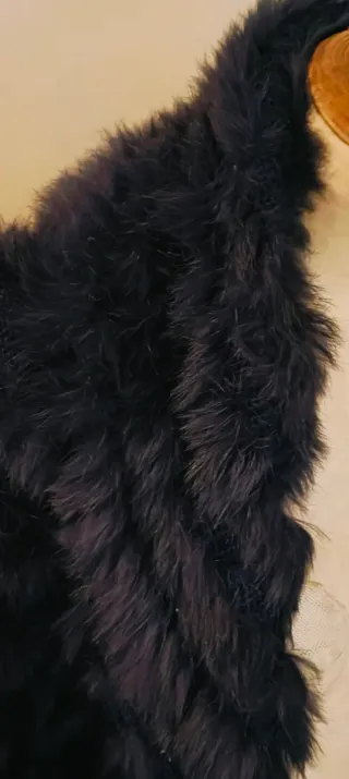 Chaqueta lana y piel conejo negra