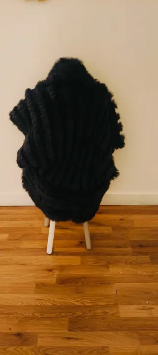 Chaqueta lana y piel conejo negra