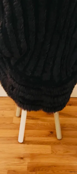 Chaqueta lana y piel conejo negra