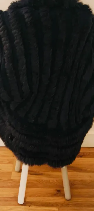 Chaqueta lana y piel conejo negra