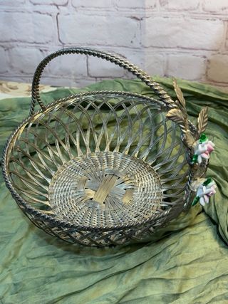 Frutero antiguo con flores porcelana