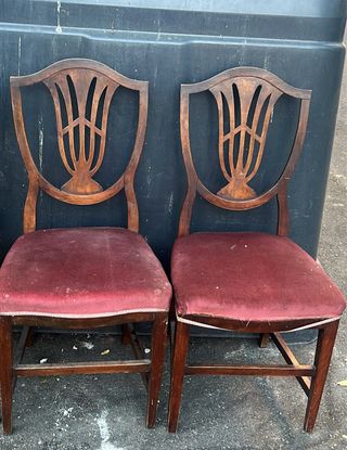 2 Sedie Vintage in Legno e Velluto