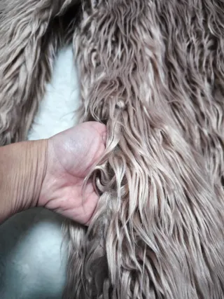 Abrigo pelo sintético mujer beige