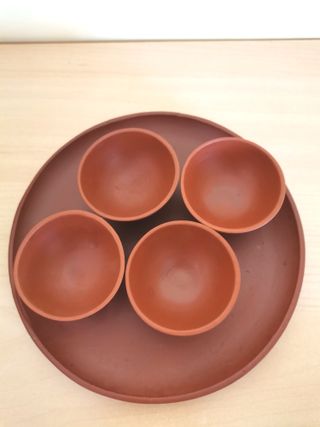 Juego de té de barro decorativo