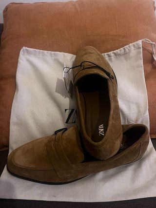 Mocasines Zara Piel Marrón Talla 41