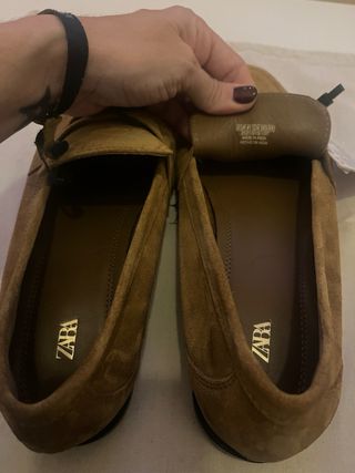Mocasines Zara Piel Marrón Talla 41