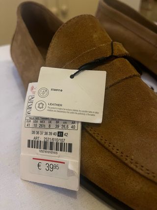 Mocasines Zara Piel Marrón Talla 41