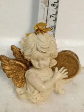 Angelo presepe beige e oro