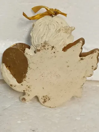 Angelo presepe beige e oro