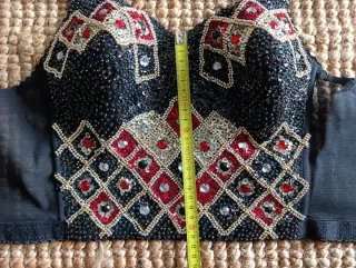 Corsé lentejuelas fiesta negro y rojo