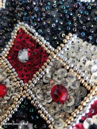 Corsé lentejuelas fiesta negro y rojo