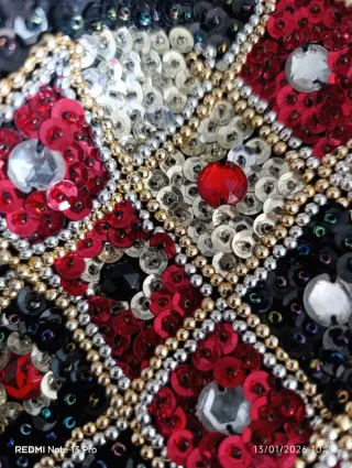 Corsé lentejuelas fiesta negro y rojo