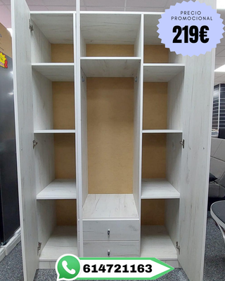 Armario 3 puertas y 2 cajones