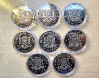 Serie 8 Monedas Somalia Vida Salvaje 1998