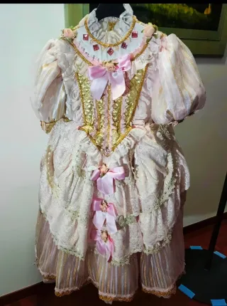 Abito Carnevale Bambina Rosa Oro