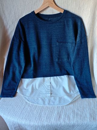 jersey azul + camisa blanca talla M mujer