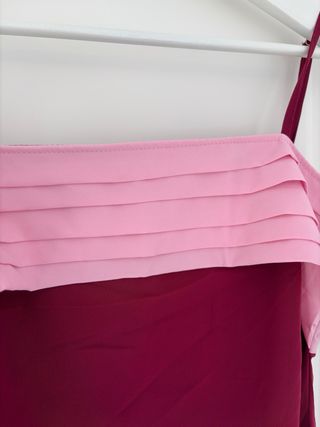 Vestido largo invitada rosa y rojo