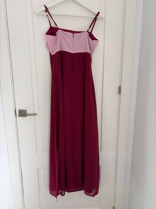 Vestido largo invitada rosa y rojo