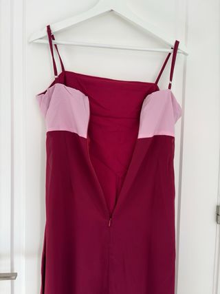 Vestido largo invitada rosa y rojo